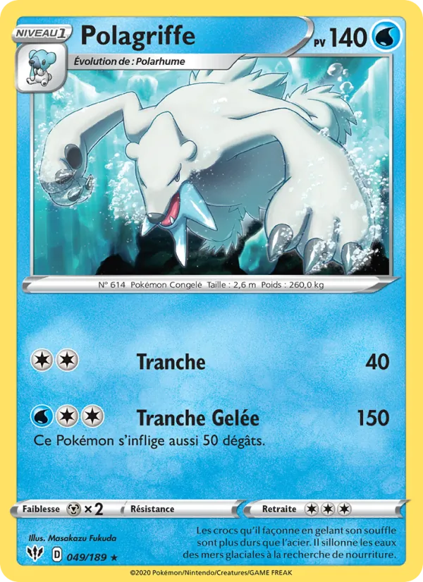 Carte Pokémon Polagriffe 49/189 de l'extension Ténèbres Embrasées