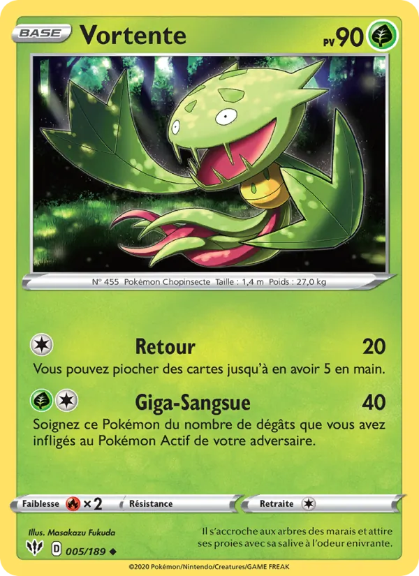 Carte Pokémon Vortente 5/189 de l'extension Ténèbres Embrasées