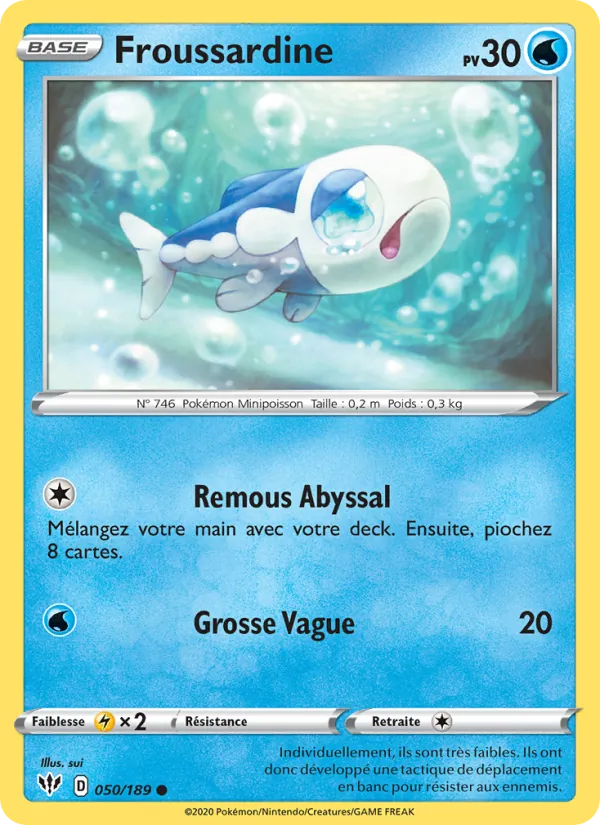 Carte Pokémon Froussardine 50/189 de l'extension Ténèbres Embrasées