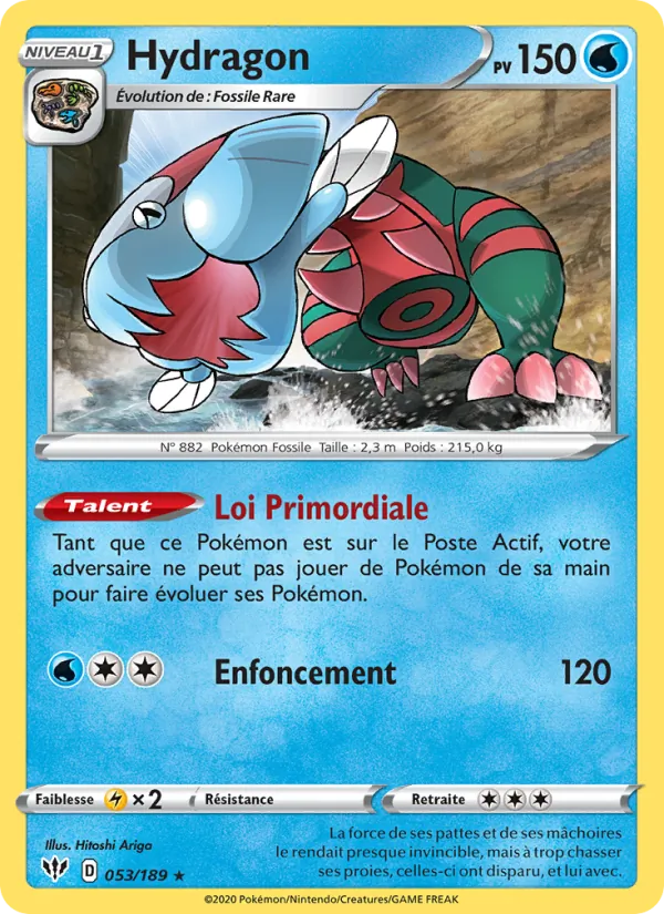 Carte Pokémon Hydragon 53/189 de l'extension Ténèbres Embrasées