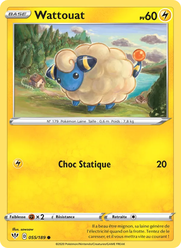 Carte Pokémon Wattouat 55/189 de l'extension Ténèbres Embrasées