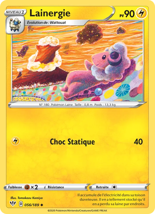Carte Pokémon Lainergie 56/189 de l'extension Ténèbres Embrasées