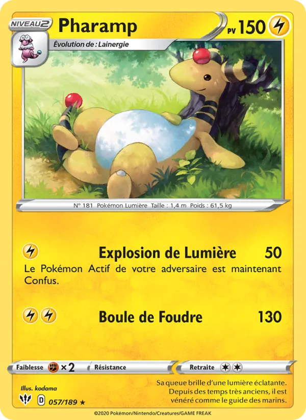 Carte Pokémon Pharamp 57/189 de l'extension Ténèbres Embrasées