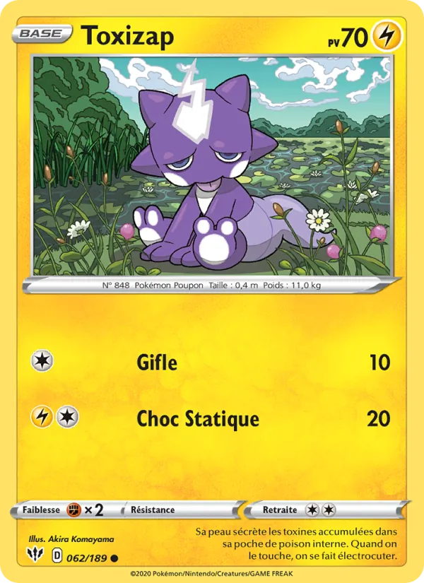 Carte Pokémon Toxizap 62/189 de l'extension Ténèbres Embrasées