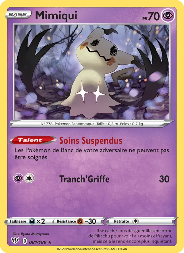 Carte Pokémon Mimiqui 81/189 de l'extension Ténèbres Embrasées