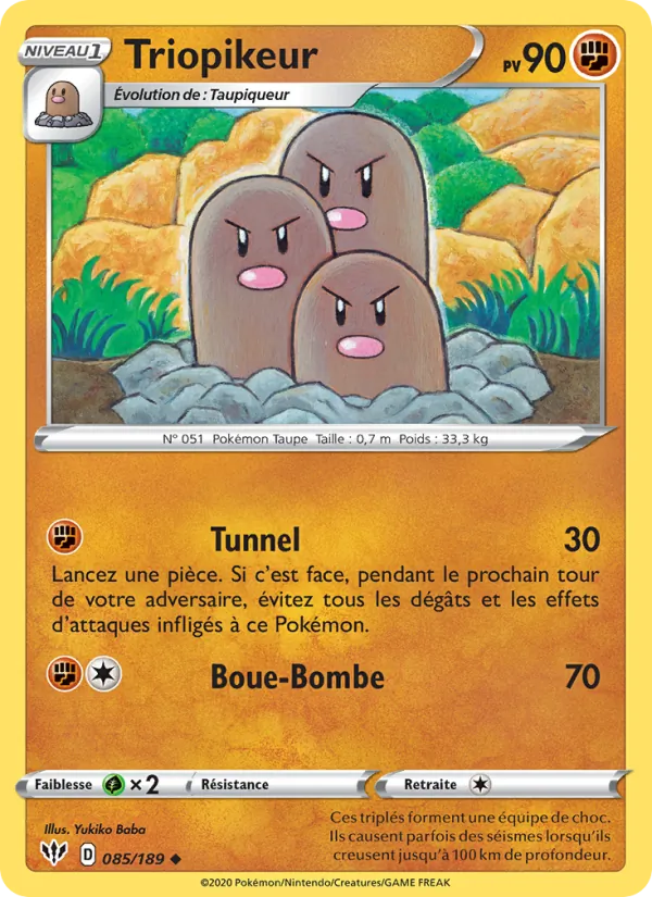 Carte Pokémon Triopikeur 85/189 de l'extension Ténèbres Embrasées