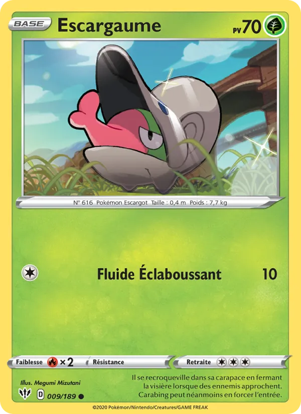 Carte Pokémon Escargaume 9/189 de l'extension Ténèbres Embrasées