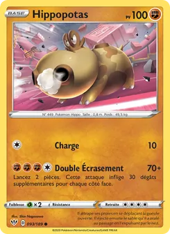 Carte Pokémon Hippopotas 93 — Ténèbres Embrasées