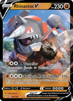 Carte Pokémon Rhinastoc V 95 — Ténèbres Embrasées