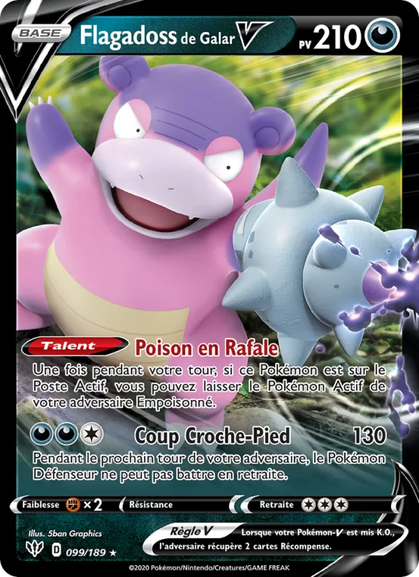 Carte Pokémon Flagadoss de Galar V 99/189 de l'extension Ténèbres Embrasées