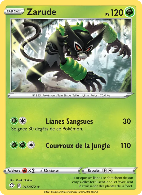 Carte Pokémon Zarude 16/72 de l'extension Destinées Radieuses