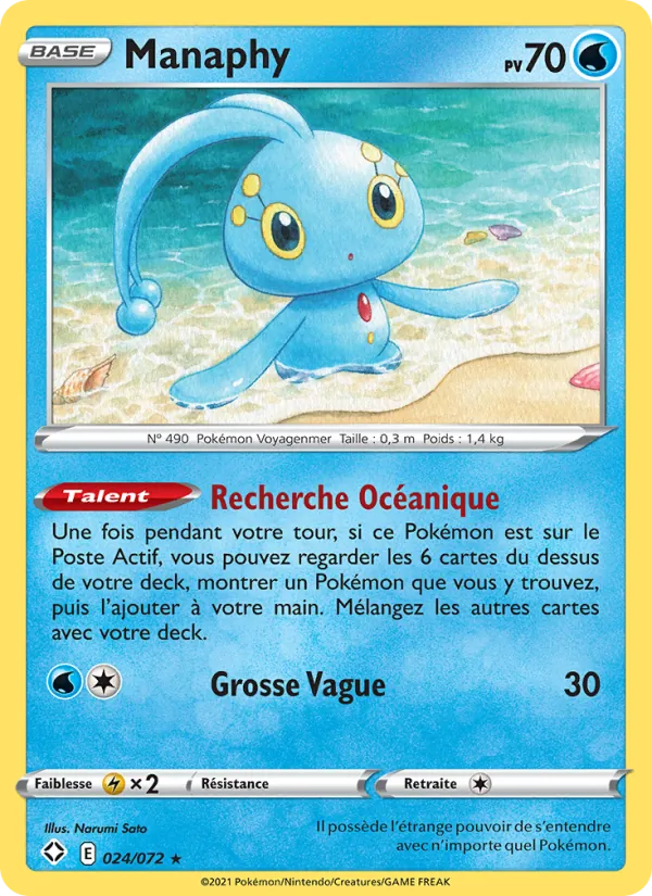 Carte Pokémon Manaphy 24/72 de l'extension Destinées Radieuses