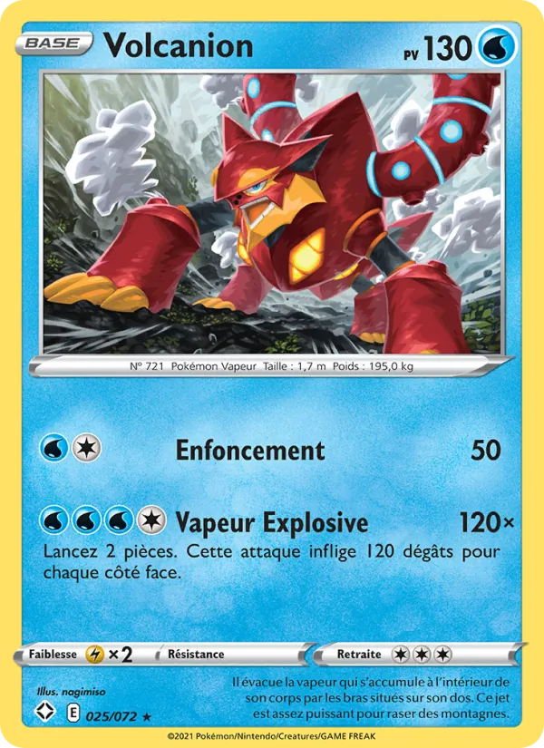 Carte Pokémon Volcanion 25/72 de l'extension Destinées Radieuses