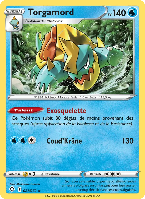 Carte Pokémon Torgamord 27/72 de l'extension Destinées Radieuses