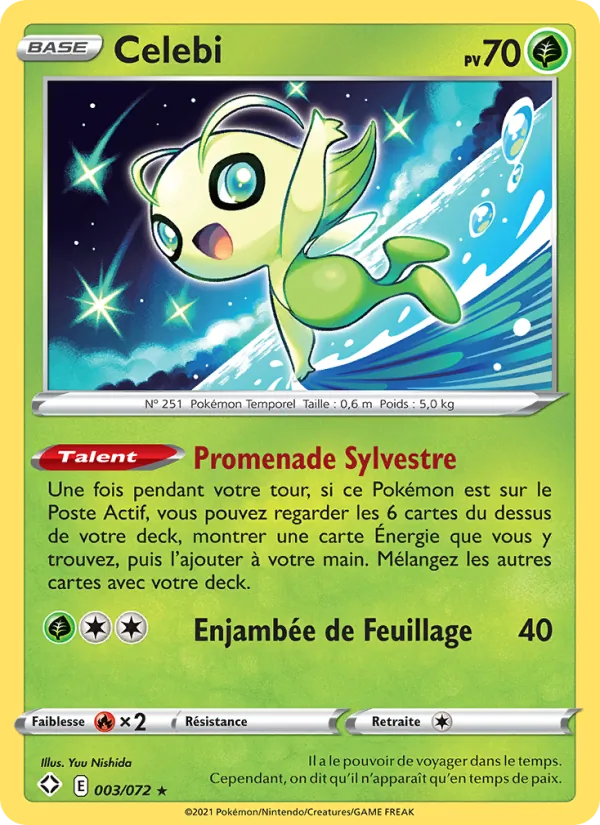 Carte Pokémon Celebi 3/72 de l'extension Destinées Radieuses