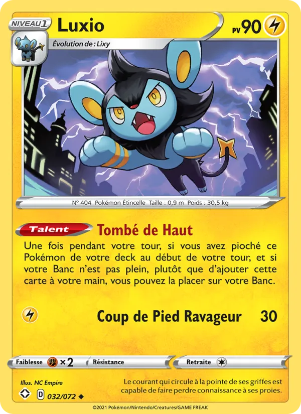 Carte Pokémon Luxio 32/72 de l'extension Destinées Radieuses