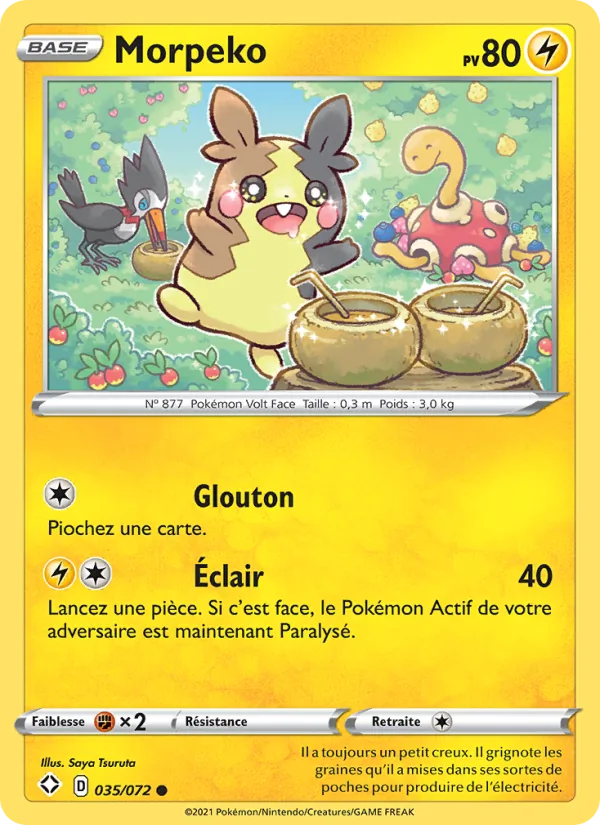 Carte Pokémon Morpeko 35/72 de l'extension Destinées Radieuses