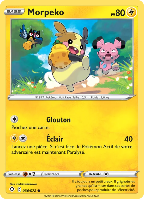 Carte Pokémon Morpeko 36/72 de l'extension Destinées Radieuses
