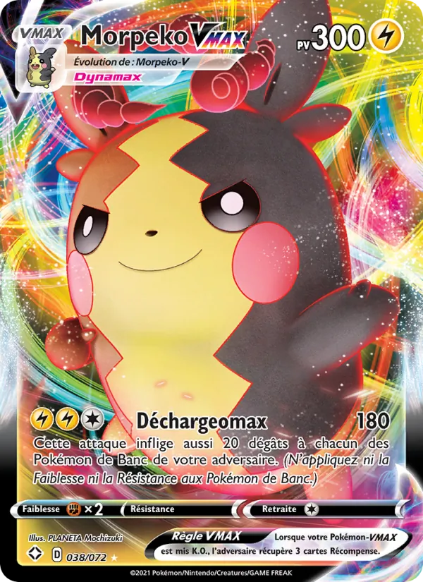 Carte Pokémon Morpeko VMAX 38/72 de l'extension Destinées Radieuses
