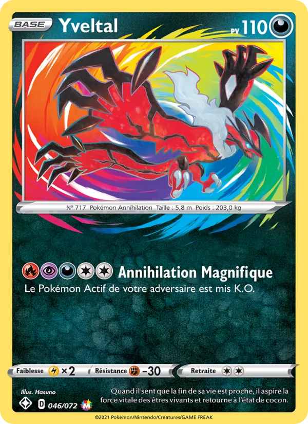 Carte Pokémon Yveltal 46/72 de l'extension Destinées Radieuses