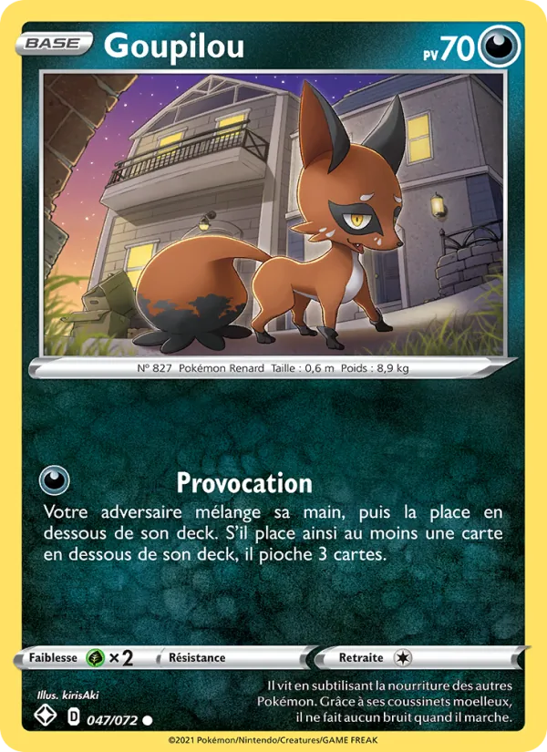 Carte Pokémon Goupilou 47/72 de l'extension Destinées Radieuses