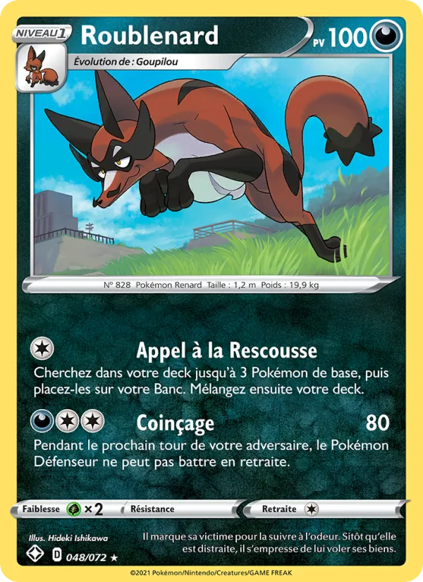 Carte Pokémon Roublenard 48/72 de l'extension Destinées Radieuses