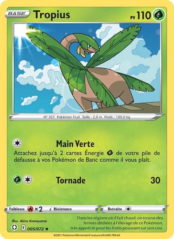 Carte Pokémon Tropius 5/72 de l'extension Destinées Radieuses