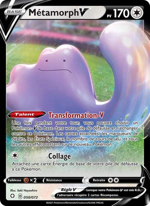 Carte Pokémon Métamorph V 50/72 de l'extension Destinées Radieuses