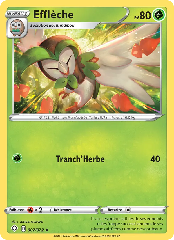 Carte Pokémon Efflèche 7/72 de l'extension Destinées Radieuses