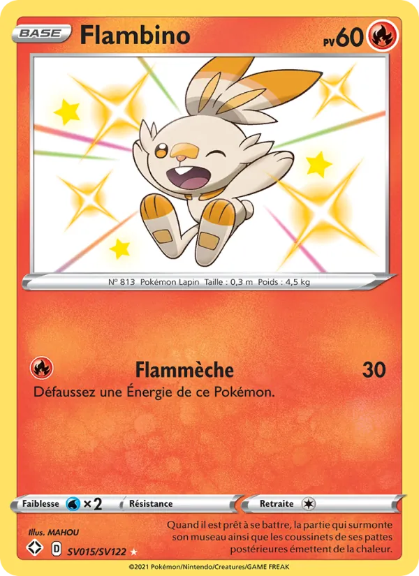 Carte Pokémon Flambino SV015/72 de l'extension Destinées Radieuses
