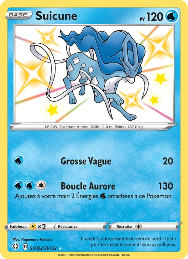 Carte Pokémon Suicune SV022/72 de l'extension Destinées Radieuses