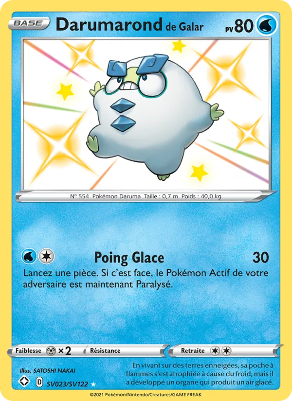 Carte Pokémon Darumarond de Galar SV023/72 de l'extension Destinées Radieuses