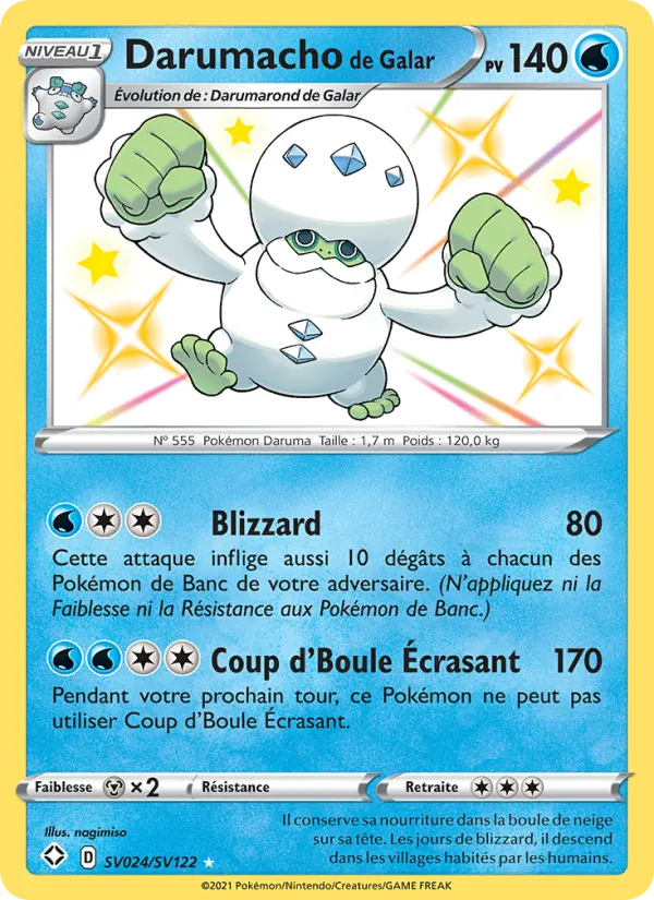 Carte Pokémon Darumacho de Galar SV024/72 de l'extension Destinées Radieuses