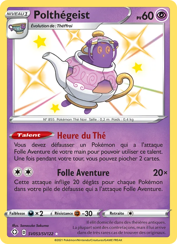 Carte Pokémon Polthégeist SV053/72 de l'extension Destinées Radieuses