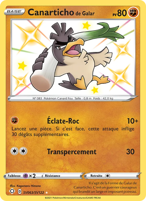 Carte Pokémon Canarticho de Galar SV063/72 de l'extension Destinées Radieuses