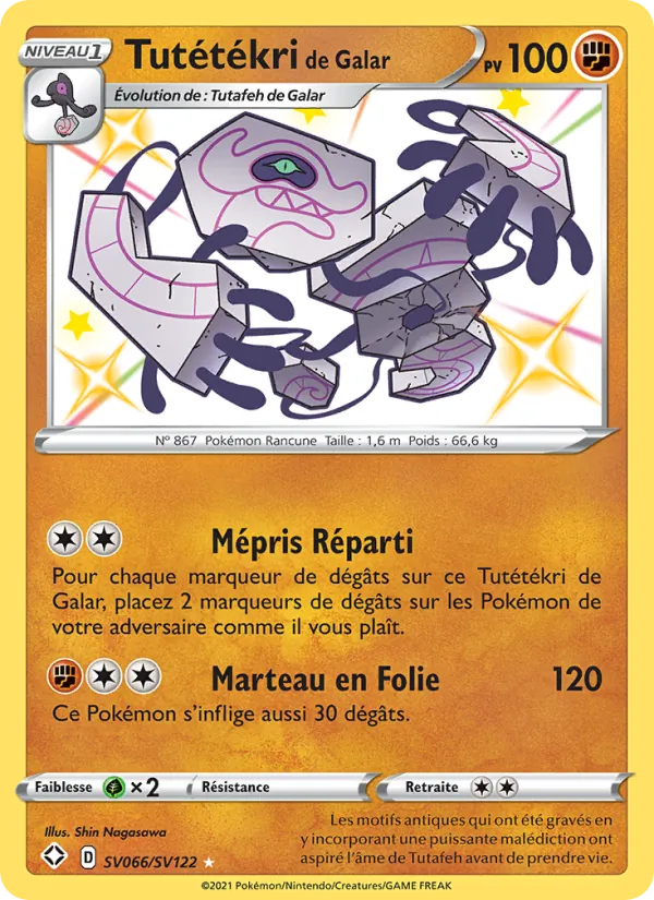Carte Pokémon Tutétékri de Galar SV066/72 de l'extension Destinées Radieuses