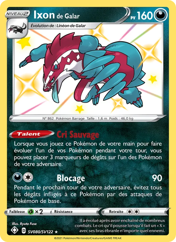 Carte Pokémon Ixon de Galar SV080/72 de l'extension Destinées Radieuses