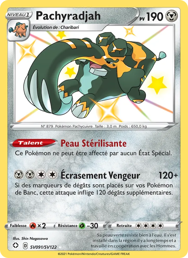 Carte Pokémon Pachyradjah SV091/72 de l'extension Destinées Radieuses