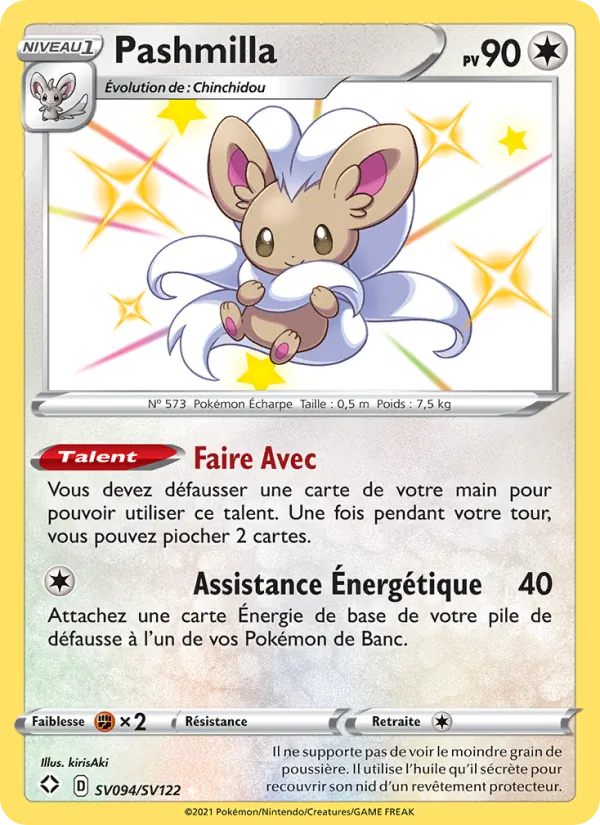 Carte Pokémon Pashmilla SV094/72 de l'extension Destinées Radieuses