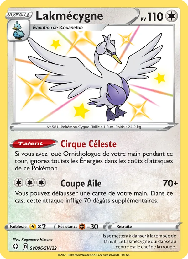 Carte Pokémon Lakmécygne SV096/72 de l'extension Destinées Radieuses