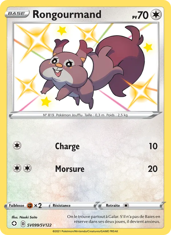 Carte Pokémon Rongourmand SV099/72 de l'extension Destinées Radieuses