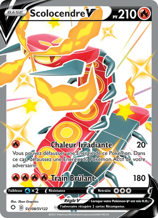Carte Pokémon Scolocendre V SV108/72 de l'extension Destinées Radieuses