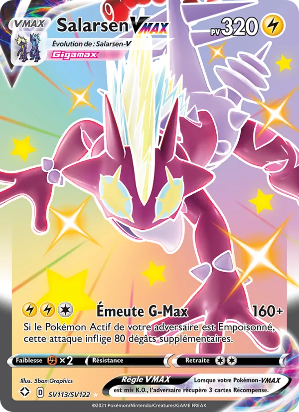 Carte Pokémon Salarsen VMAX SV113/72 de l'extension Destinées Radieuses