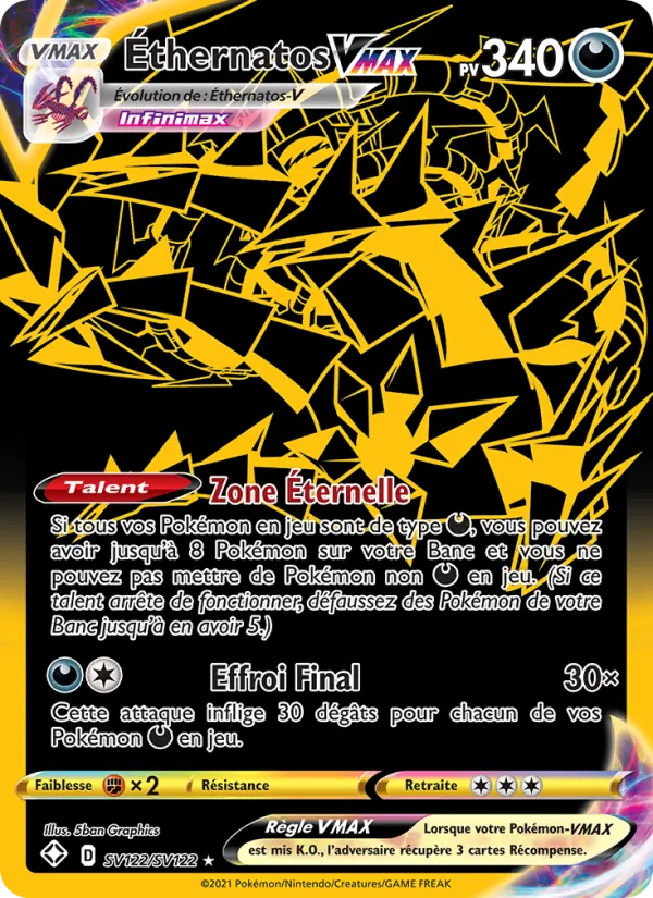 Carte Pokémon Éthernatos VMAX SV122/72 de l'extension Destinées Radieuses