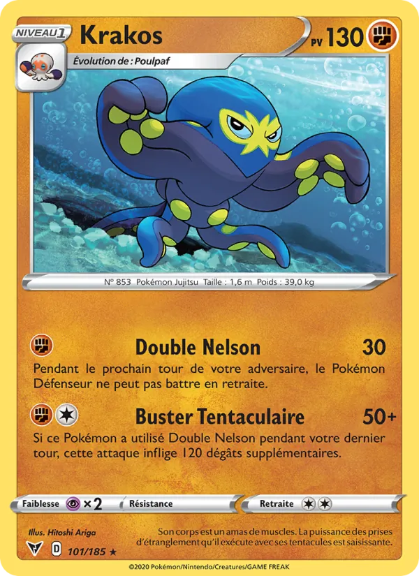 Carte Pokémon Krakos 101/185 de l'extension Voltage Éclatant
