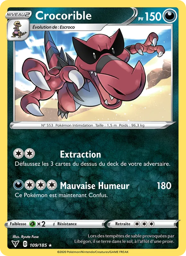 Carte Pokémon Crocorible 109/185 de l'extension Voltage Éclatant