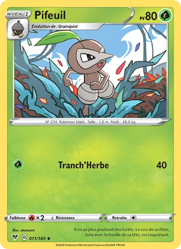 Carte Pokémon Pifeuil 11/185 de l'extension Voltage Éclatant