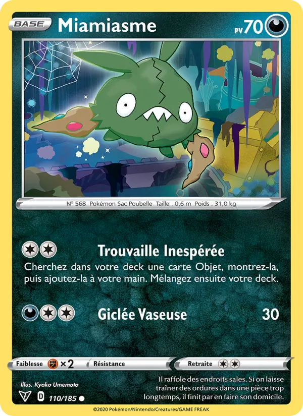 Carte Pokémon Miamiasme 110/185 de l'extension Voltage Éclatant