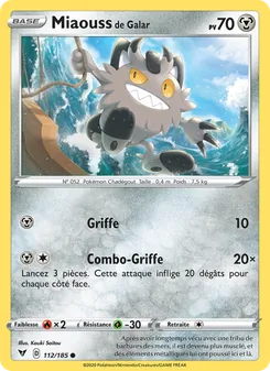 Carte Pokémon Miaouss de Galar 112 — Voltage Éclatant