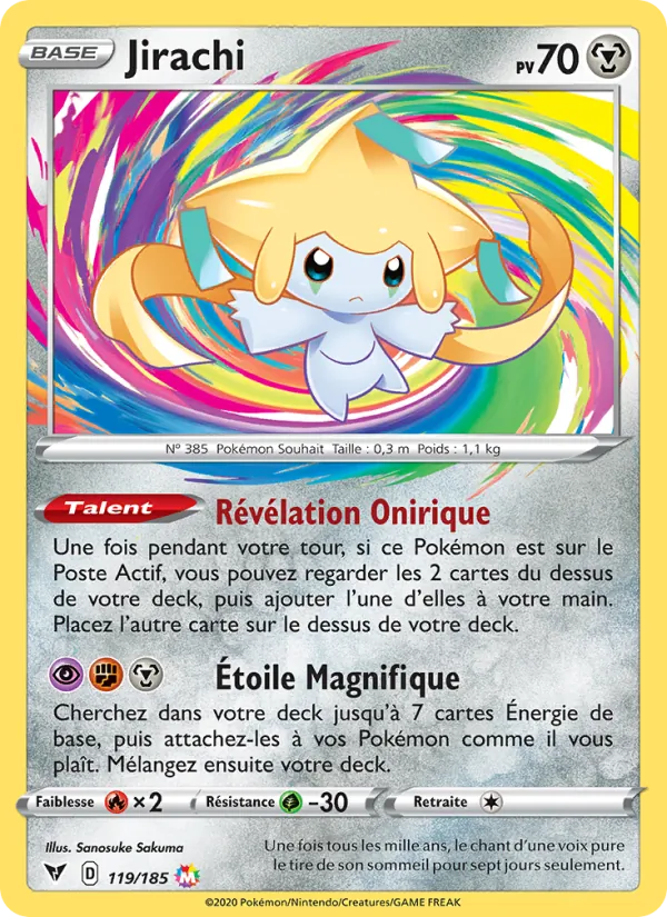 Carte Pokémon Jirachi 119/185 de l'extension Voltage Éclatant